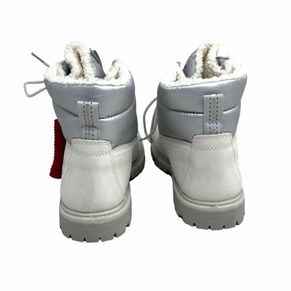 Timberland Women's Premium 6 Inch Warm Lined Boot TB0A44WJ Nubuck White Silver - Picture 7 of 9